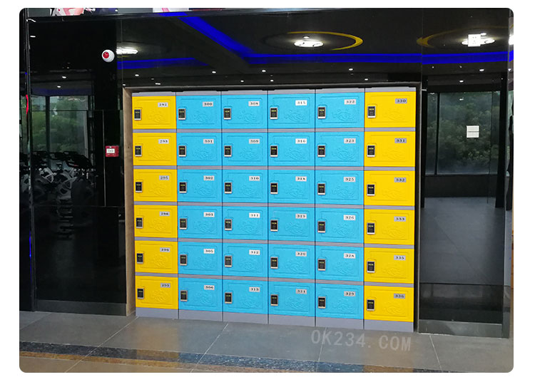 健身房應(yīng)用案例:繽紛橙+石墨藍(lán)+感應(yīng)鎖 健身房更衣柜儲(chǔ)物柜應(yīng)用案例:繽紛橙+石墨藍(lán)+感應(yīng)鎖